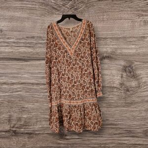 Cato Floral V-Neck Long Sleeve Dress Size Large